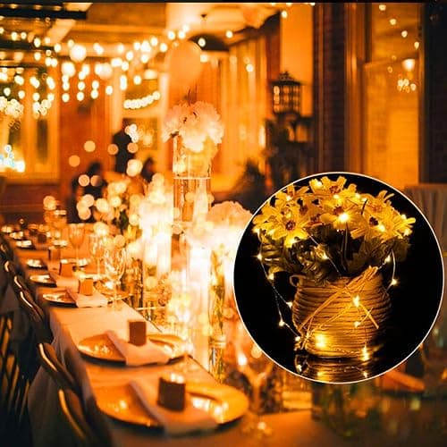 Yiaht 12 Pack Fairy Lights Battery Operated String Lights 7 Feet 20 Led Waterproof Christmas Lights Silver Wire Firefly Starry Moon Lights for Bedroom DIY Party Wedding Patio Christmas thumbnail 7