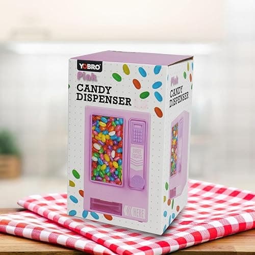 YOBRO Candy Dispenser, Cute Vending Machine for Desktop, Manual Candy Machine, Dispense Mini Candies, Birthday&Christmas Gift for Girls, Gift for Friends Girlfriends (Pink) - Pink thumbnail 7