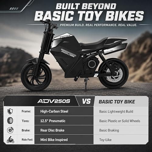 E11EVEN ADV250S Kids Electric Mini Bike, 350W Peak, 25.2V, Ages 5+ | 350W Peak Brushless Hub Motor | 25.2V Max-Charge 5.2Ah Battery | 140 lb Max Load thumbnail 5