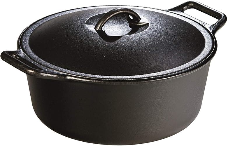Lodge BOLD Exclusive 7 Quart Premium Pre-Seasoned Cast Iron Dutch Oven with Lid - Dual Handles - Use in the Oven, on the Stove, on the Grill or over the Campfire - Black - Image 1