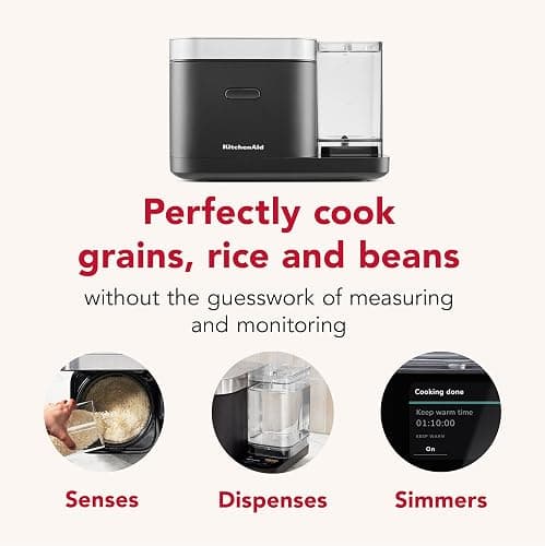 KitchenAid Grain and Rice Cooker 8 Cup with Automatically Sensing Integrated Scale + Water Tank, KGC3155, Black Matte thumbnail 3