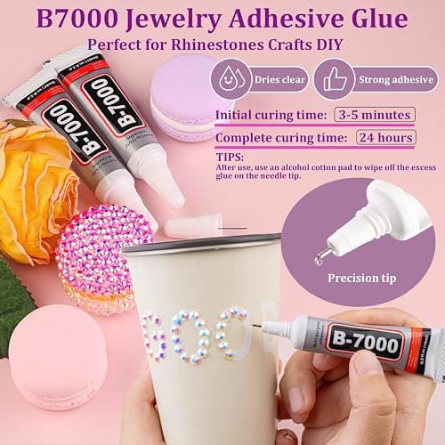 30000Pcs White AB Rhinestones for Bedazzling with B7000 Jewelry Glue, Bedazzler Kit Flatback Gems, Resin Rhinestones for Crafting Crafts Clothing Shoes Fabric Nail Art Assorted Size 2/3/4/5/6mm thumbnail 5