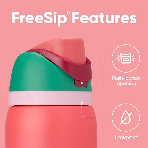 Owala FreeSip Insulated Stainless Steel Water Bottle with Straw for Sports, Travel, and School BPA-Free Sports Water Bottle, 32 oz, Strawberry Field thumbnail 4
