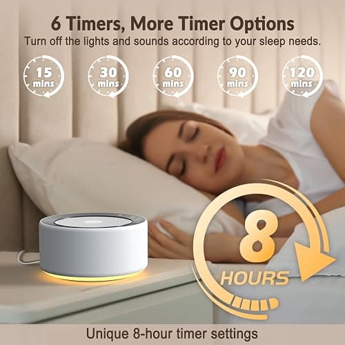 Kipcush White Noise Sound Machine with Nursery Lamp, Mood Lighting, 7 Colour Night Light, 30 Soothing Sounds for Baby/Adult. Timer, Plug in, Memory Function, Touch Control thumbnail 4