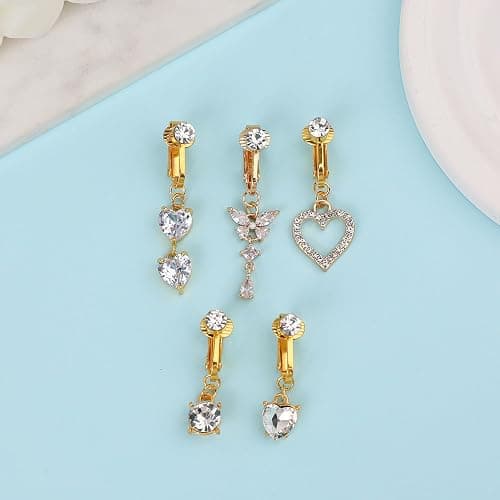 ShinyStyle J4You 5Pcs Gold Fake Belly Piercing Fake Belly Ring for Women Fake Belly Button Piercing Clip On Belly Button Rings Fake Navel Ring Non Piercing thumbnail 4