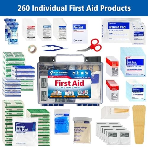 First Aid Only 91248 OSHA-Compliant First Aid Kit, All-Purpose 50-Person Emergency First Aid Kit for Business, Worksite, Home, and Car, 260 Pieces thumbnail 3