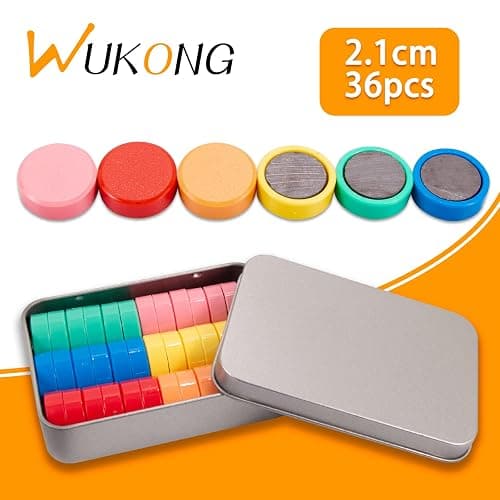 Wukong 36Pcs Round Fridge Magnets, 6 Colors Strong Whiteboard Magnets for Office, Notice Boards, Planning Boards, School, Postcard with Iron Box Ø 20 mm, 8mm Thick thumbnail 4