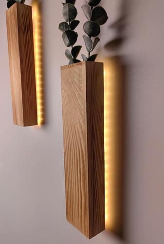 Artificial Eucalyptus with LED Lights Wall Planters Rustic Wall Decor with Lights Wall Sconces Fake Vines for Room Decor Home Bedroom Living Room Bathroom Hanging Vase (Natural) thumbnail 2