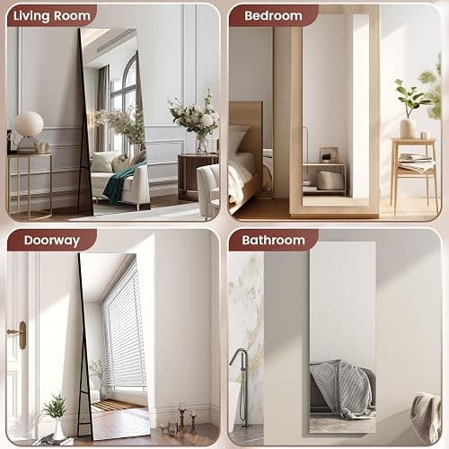 Kosmonia Full Length Mirror, 56"x18" Frameless Floor Mirror w/Distortion Free, HD Reflection, Standing or Leaning Full Body Mirror for Bedroom, Hanging Mounted for Living Room Cloakroom thumbnail 9