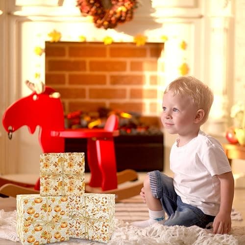 8 Sheets Fall Watercolor Wrapping Paper -Not Roll- Pumpkin Leaves Flower Bird Gift Wrap Paper Folded Flat for Autumn Thanksgiving Party DIY Crafts, 19.7 x 27.6 Inch thumbnail 7