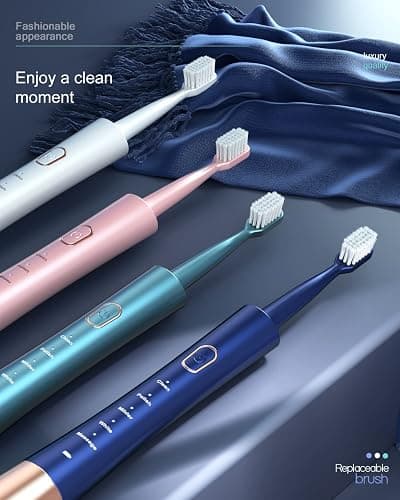 AJELU Sonic Electric Toothbrush for Adults, USB Rechargeable Sonic Toothbrush with 8 Brush Heads, Smart Timer, 5 Modes, 2-Hour Fast Charge Last 30 Days, Pink thumbnail 5
