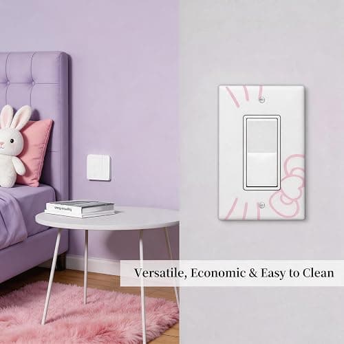 Cute Single Rocker Light Switch Covers, Kawaii Wall Decor, Pink Wall Plate, Bedroom Decorative, for Fans Girls Kids Birthday Valentine's Day Gifts, White thumbnail 4