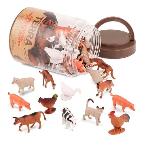 Terra by Battat – 60pcs Farm Animals Toy Tube – Mini Plastic Barnyard Animal Figurines for Kids – Includes Cow, Pig, Goat, Sheep & More – Educational Playset for Toddlers Ages 3+ - Image 1