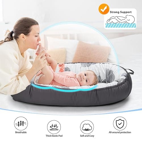 BUTOA Baby Lounger - Breathable & Soft Baby Nest, Portable and Lightweight Tummy Time Lounger for Home and Travel, Ideal Newborn Babies Essentials Baby Shower Gifts thumbnail 3