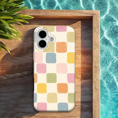 GEQCDBN Compatible with iPhone 17 Case, Trendy Cute Colorful Checkered Girly Soft Slim TPU Shockproof Aesthetic Protective Phone Case Cover for Women Girls 6.1" thumbnail 5