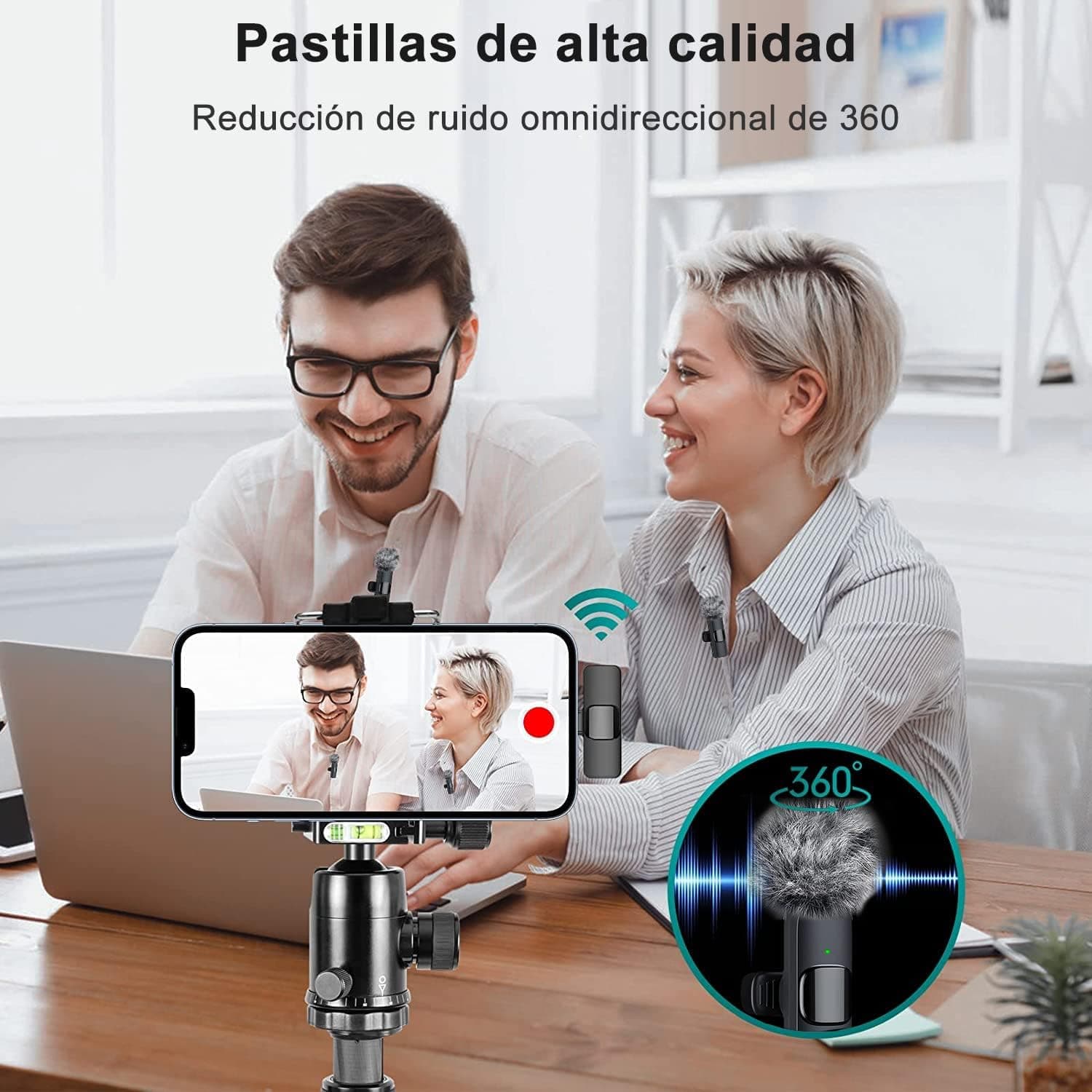 Micrófono Inalámbrico para Celular, Tiozoney Micrófono de Solapa para iPhonePad/Android, Profesional Lavalier Microfono Inalambrico Reducción de Ruido,Transmisión en Vivo,Vlog,Conferencia,Grabación thumbnail 4