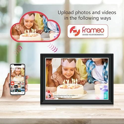 64GB FRAMEO 10.5 Inch Smart WiFi Digital Photo Frame 1920x1280 FHD IPS LCD Touch Screen, Auto-Rotate, 64GB Storage, Support SD Card & USB Drive, Share Moments Instantly via Frameo App from Anywhere thumbnail 4