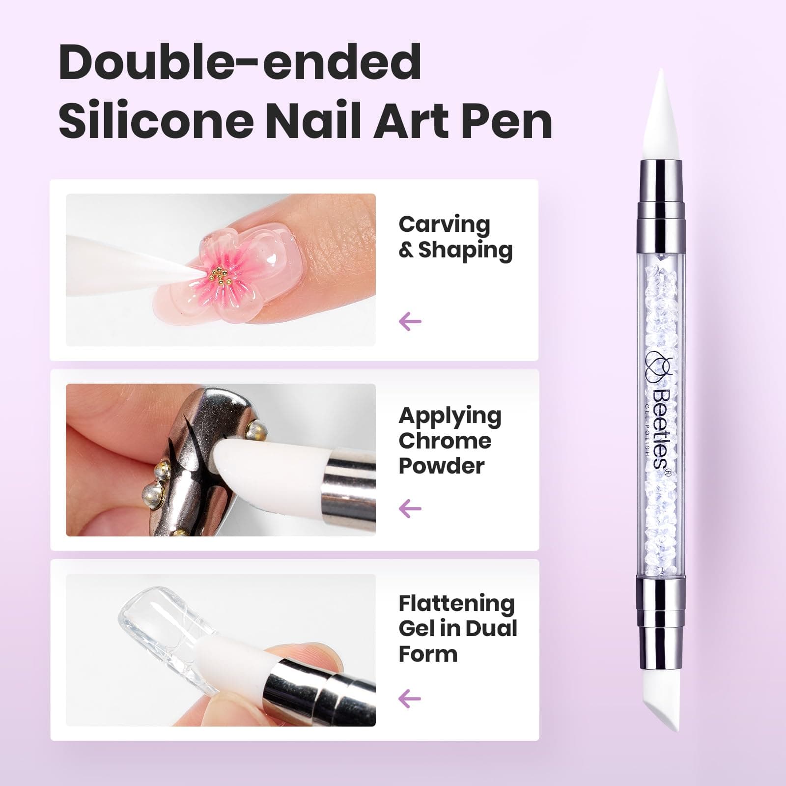 Beetles Solid Builder Gel for Nails, 20g *4 Colors Clear Pink White 3D Sculpting Gel Non-Sticky Hand Carving Nail Glue for 3D Nail Art with 3D Mold Chrome Nail Powder Tools Salon DIY at Home thumbnail 6