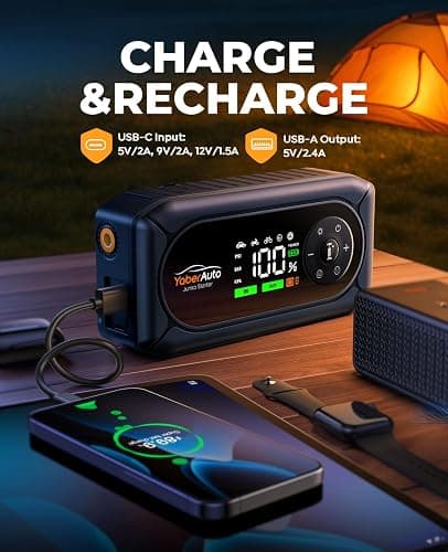 YaberAuto 9-in-1 Jump Starter with Air Compressor 4500A 150PSI Car Battery Jump Starter (9L Gas/8L Diesel), 12V Jump Box Car Battery Jumper Starter Portable Jumper Cables, 400V Insulated Gloves, Light thumbnail 5