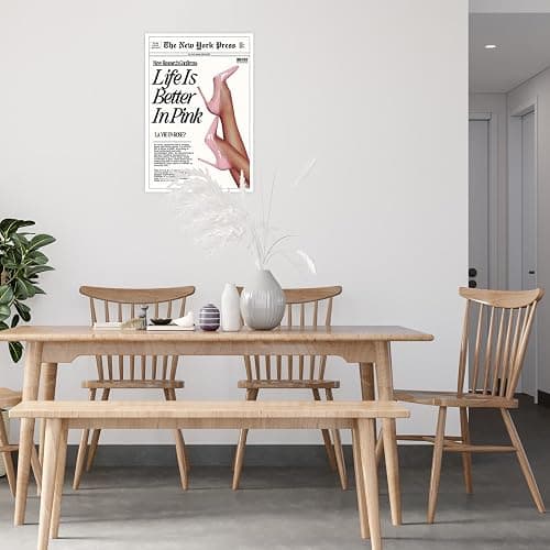 Trendy Baby Pink Poster Funny 70s Posters The New York Press Wall Art Life Is Better in Pink Hot Girl Canvas Prints Preppy Aesthetic Decor for Cool Girly Bedroom Room Home Dorm 16x24inch Unframed thumbnail 9