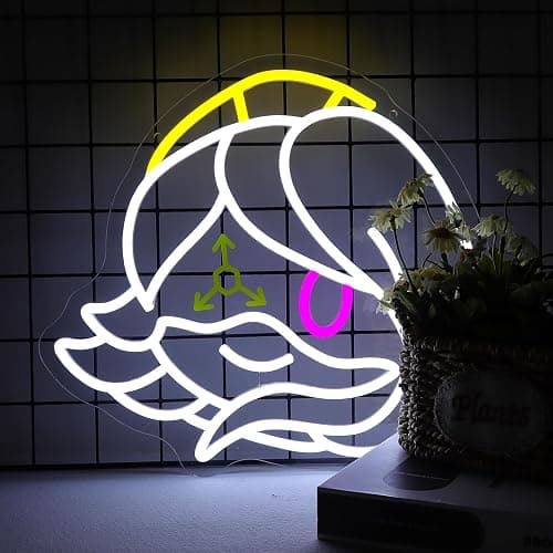 VIIFF Murder Anime uzi Robot Girl Neon Sign for Wall Decor, Dimmable USB Powered LED Neon Light, Futuristic Cyberpunk Lamp for Gaming Room Bedroom Decor (13.8 x 12.8 Inch) - Image 1