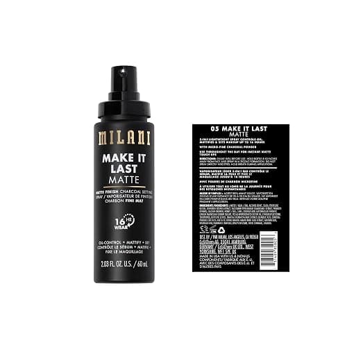 Milani Setting Spray + Primer, Make It Last Matte- Oil Absorbing Charcoal Formula to Control Shine, Matte Finish Setting Spray for Makeup and Primer for Oily Skin, Prime +Correct + Set, 2.03 Fl. Oz thumbnail 2