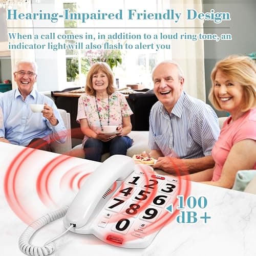 Large Number Phones for Seniors, Large Button Phones for Seniors | 110dB Extra-Loud Ringer, Adjustable Volume, 3 One-Touch Speed Dial, Visually Impaired, Hearing Impaired Landline Phone thumbnail 3
