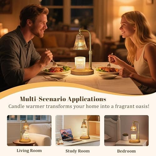 Amber Candle Warmer Lamp with Timer Dimmable,Birthday Gifts for Women Mom,Adjustable Height Wax Melt Warmer for Jar Candles,House Warming Gifts New Home,Ideal for Office,Dorm,Bedroom Home Decor thumbnail 6