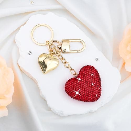 Heart Keychain Cute Bling Rhinestone Key Chain For Car Keys Bag Charms Purse Charms Accessories thumbnail 2