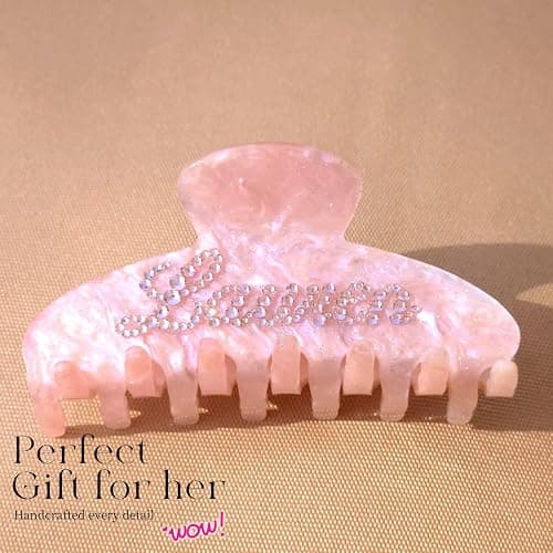 Personalized Colorful Name Hair Claw Clips for Women,Custom Hair Clips with Diamond,Cute Hair Accessories 4",Handmade Rhinestones Hair Clamp Gifts for Mom,Bride,Wife,Bridesmaid,Couples(Pink Sugar) thumbnail 3