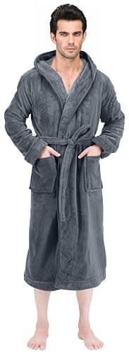 NY Threads Mens Robe with Hood, Luxury Plush Fleece Hooded Mens Bathrobe, Spa Bath Robe for Men thumbnail 3