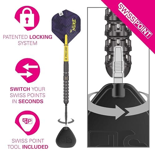 Target Darts Luke Littler G1 Steel Tip Swiss Point Darts, 90% Tungsten Dart, 22G/23G/24G | Generation 1 Steel Tip Dart, Player Edition Swiss Points Dart Sets with Tool, Pro Grip Shafts & No.2 Flights thumbnail 4