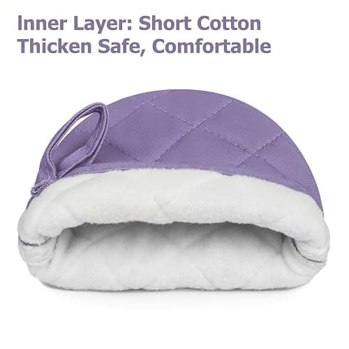 Short Oven Mitts, Heat Resistant 500°F, Silicone Grip Kitchen Gloves, Non-Slip for Baking, Grilling, BBQ, Machine Washable with Hanging Loop, 2-Pack Set, Taro Purple thumbnail 5