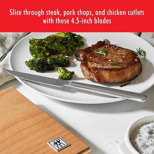 ZWILLING Contemporary Steak Knife Set of 8, Oval handle, Stainless Steel, with 12" x 10" case thumbnail 4
