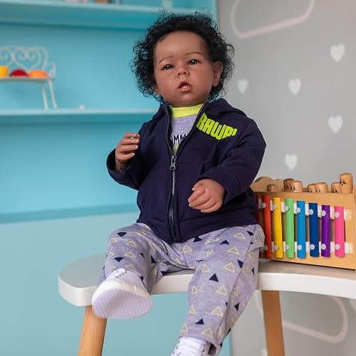 iCradle Reborn Baby Dolls Boy Black Biracial African American Realistic Newborn Baby Dolls Lifelike Ethnic Silicone Reborn Toddler Doll Toy Accessories Gift for Collection & Kids Age 3+ thumbnail 5