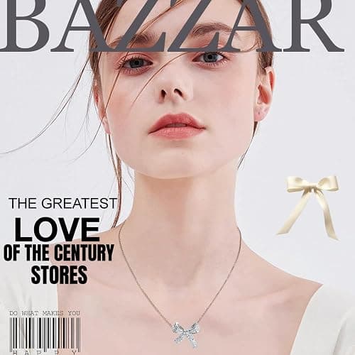 GAUEIOUR Bow Necklace,Butterfly Collarbone Necklace for Women,Light Luxury Sparkling Diamond Minimalist Design Necklaces, Sterling Silver Bow Necklaces for Women(Silver) thumbnail 6