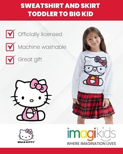 Hello Kitty Girls Fleece Sweatshirt and Skirt Toddler to Big Kid thumbnail 3