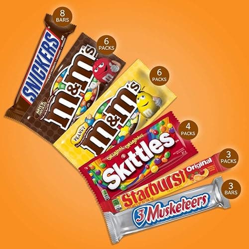 Mars M&M'S, SNICKERS, 3 MUSKETEERS, SKITTLES & STARBURST Variety Pack Full Size Bulk Candy Assortment, 56.11 oz, 30 Count thumbnail 2