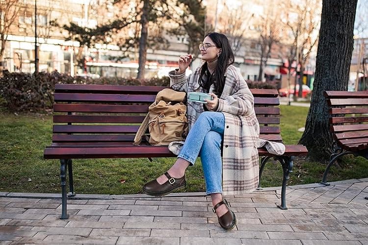 Umilake Women's Mary Jane Flat Shoes Comfort Platform Buckle Ankle Strap Flats Breathable Slip On Lightweight Office Work Shoes - 9 - Coffee thumbnail 6
