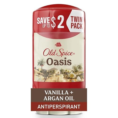 Old Spice Dry Feel Antiperspirant Deodorant for Men, 24/7 Freshness, 24/7 Sweat & Odor Protection, Gentle on Skin with Skin Conditioners, Oasis with Vanilla + Argan Oil Scent, 2.6 oz (Pack of 2) - Image 1