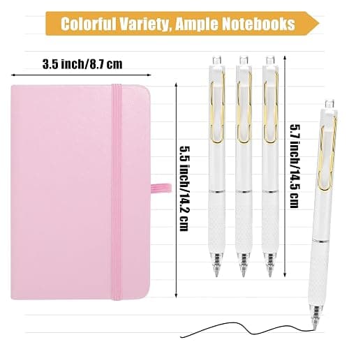 Aneco 50 Sets Pocket Notebook Journals with Pens, A6 Mini Hardcover PU Leather Lined Notebooks 3.5 x 5.5 Inch College Ruled Notepad With Pen Holder for Office School Supplies, Pastel Color thumbnail 3