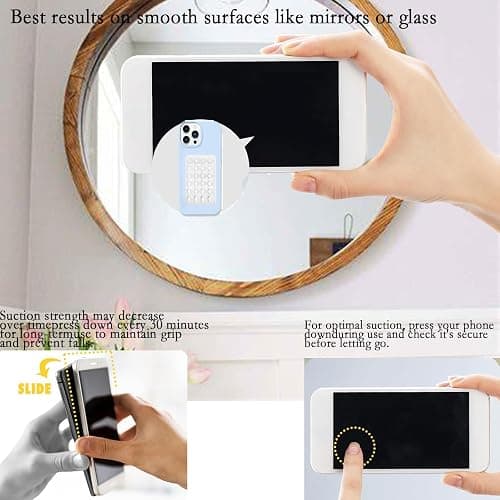 5PCS Silicone Suction Phone Case Mount,Non Slip Suction Cup Phone Mount,Hands-Free Accessories Holder for Selfies and Videos,Silicon Adhesive Stand Sticky for Cell (Pink, White) thumbnail 5