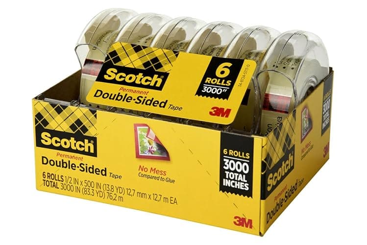 Scotch Permanent Double Sided Tape, Card Making and Holiday Scrapbooking Supplies, Alternative to Gift Wrap Tape for Wrapping Presents, 0.50 in. x 500 in., 6 Rolls with Dispensers thumbnail 2
