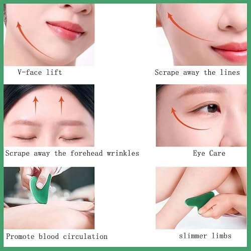 YAMHOHO Gua Sha Jade Stone Gua Sha Massage Tool, Guasha Tool for Face and Body Skin Massage. Tools for SPA Acupuncture, Pink Stone for Body Face Neck and Eye, Skin Care Gift for Woman (Pink) thumbnail 6