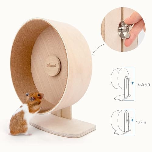 Niteangel Wooden Hamster Exercise Wheel: - Silent Hamster Running Wheel for Hamsters Gerbil Mice and Other Similar-Sized Small Pets (M) thumbnail 5