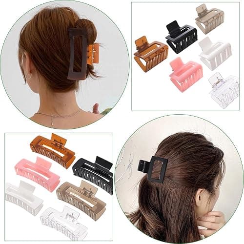 Alemaky 12 Pack Square Claw Clips, Big and Small Neutral Rectangle Hair Claw Clips, Non-slip Matte Large Hair Clips for Women,Strong Hold jaw clip for Thick Thin Hair (clear Jelly colour) thumbnail 4
