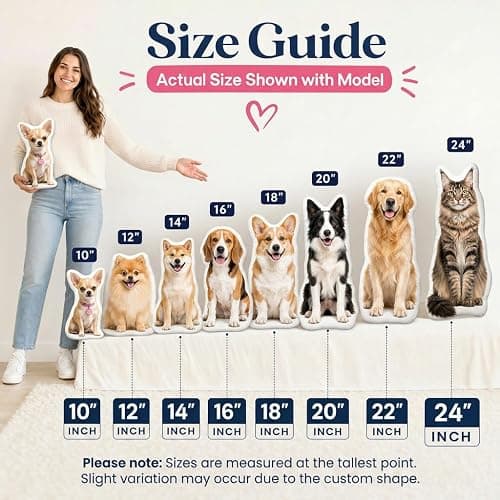 Chericosy Custom Face Photo Pillow, Personalized Body Shaped Pet Plush Gift | Soft Photo Stuffed Cushion Doll, Polyester 8 Sizes from 10" to 24", 3D Realistic Print Funny Gag Gift for him/her, Pet Lovers thumbnail 5