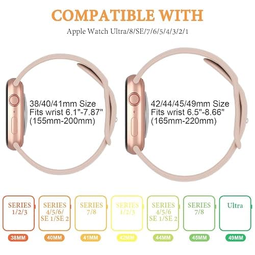 6 Pack Silicone Bands Compatible with Apple Watch Band 38mm 40mm 41mm 42mm 44mm 45mm 46mm 49mm Women Men, Soft Sport Strap Replacement Wristband for iWatch Series 11 10 9 8 SE 7 6 5 4 3 2 1 Ultra thumbnail 3