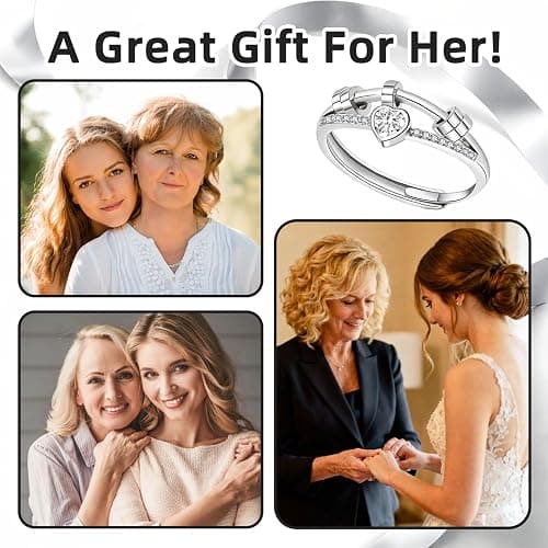 GAZIL Adjustable Double-Layer Spinner Fidget Ring, Silver Anxiety Ring for Women with Cubic Zirconia, Rotatable Stress Relief Jewelry Valentine’s Day Gift for Girls and Women thumbnail 5