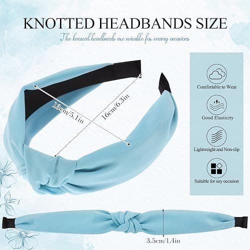 obeoby 8Pcs Girls Headbands, Light Multicolor Knotted Headbands | Teacher Headband,Trendy Stuff Hairband, Polyester-Wrapped Plastic, Lightweight Stretch Fit, Non-Slip, for Daily Wear, Parties thumbnail 2